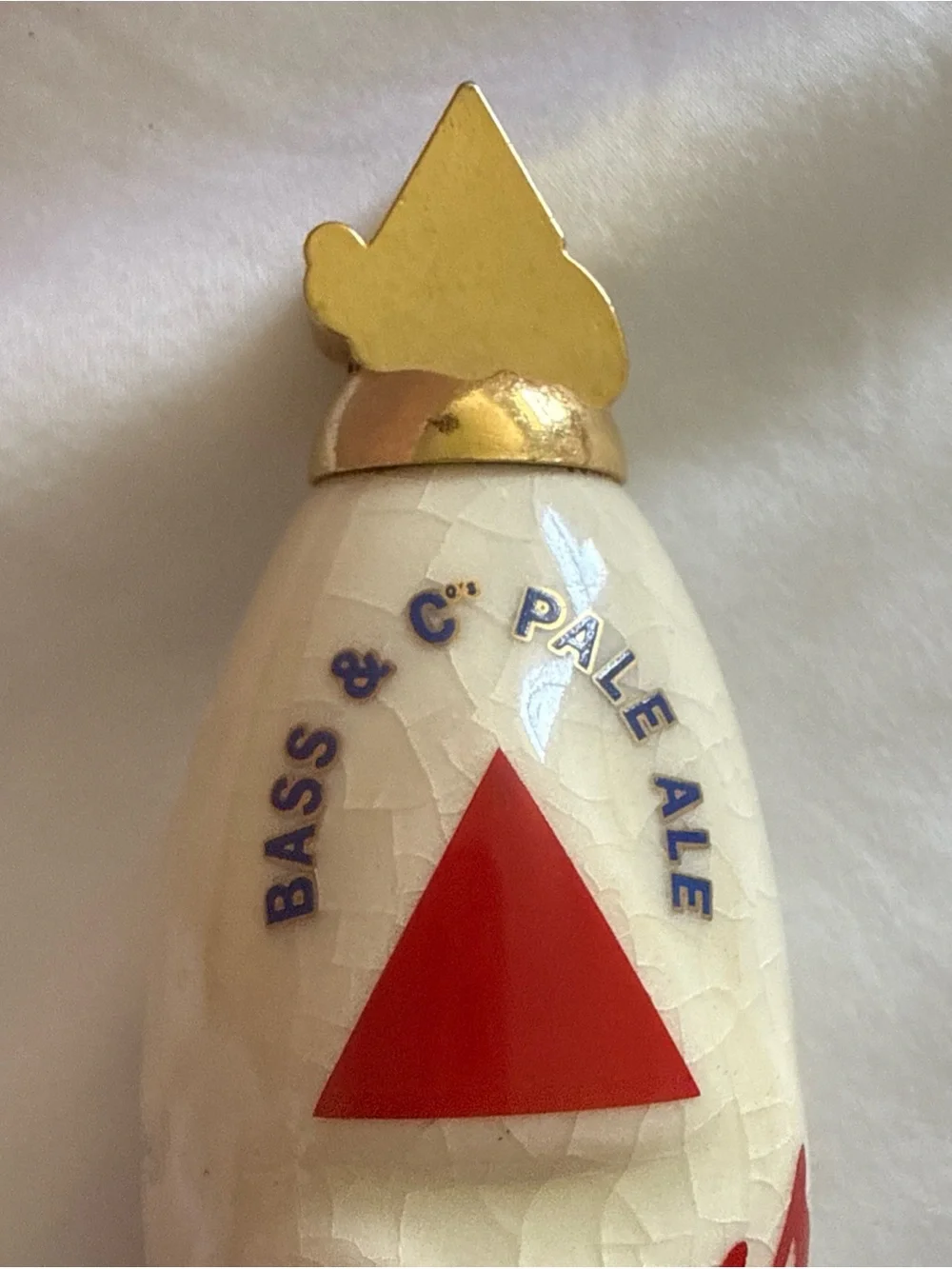 Bass Ceramic Tap Handle in Cream, Black & Red - Bass has some wear